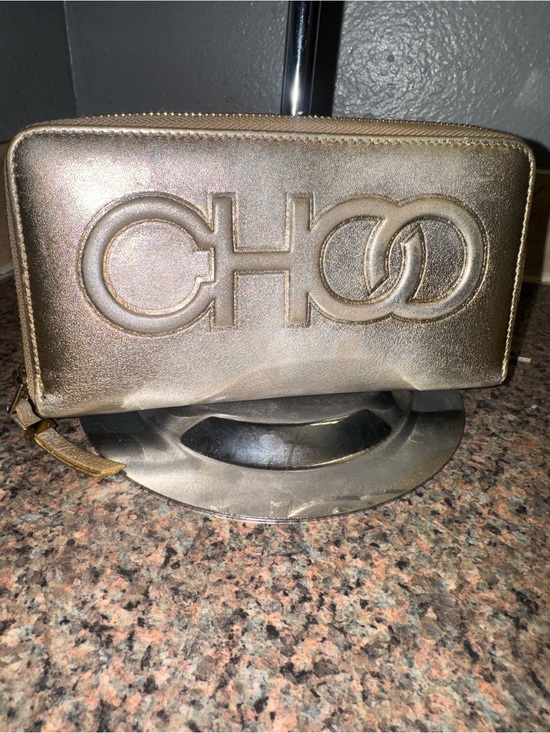 Jimmy Choo Handbags - Jimmy Choo Metallic Gold “CHOO” Zip long wallet Wallet